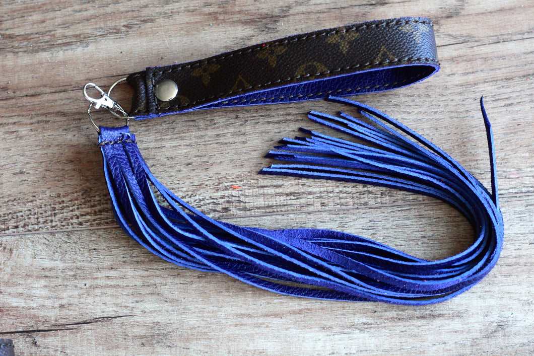 Repurposed LV and Ultra Violet Fringe Cowgirl Keychain