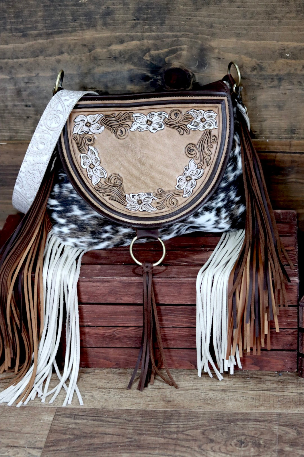 Western Floral Ombre Tooled Flap Juney
