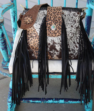 Load image into Gallery viewer, Leopard Flap Dutton Deluxe with Turquoise Concho CC
