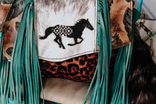 Load image into Gallery viewer, Horse Aztec Engraved with Leopard/Feathers Reba with a Flap
