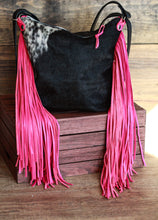 Load image into Gallery viewer, Mini Charolene Black/White with Pink Fringe 💕
