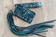 Load image into Gallery viewer, Aqua Paisley Long Cardholder Wristlet with ID
