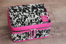 Load image into Gallery viewer, Pink blk/white Double Decker Medium Jewelry Case

