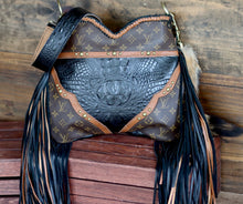 Load image into Gallery viewer, LV Repurposed Black Croc Juney Double Braided
