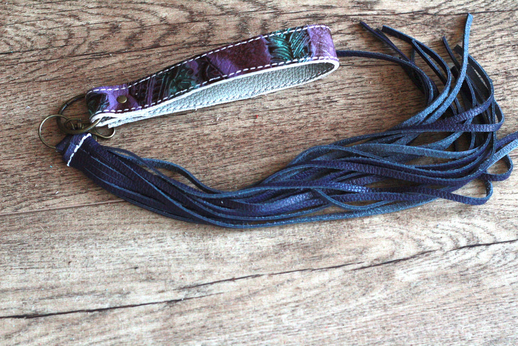 Purple Feathers with Navy Fringe Cowgirl Keychain